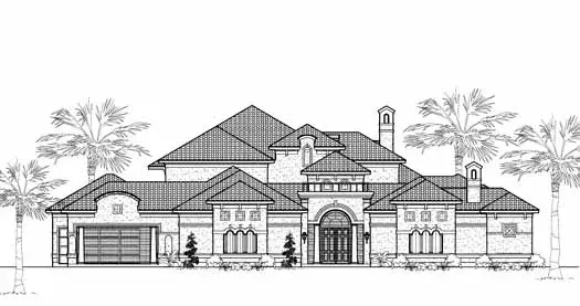 Mediterranean house plans 62-412 - front exterior, 4,984 sq ft, 4 bed, 4 bath house plans | Monster House Plans