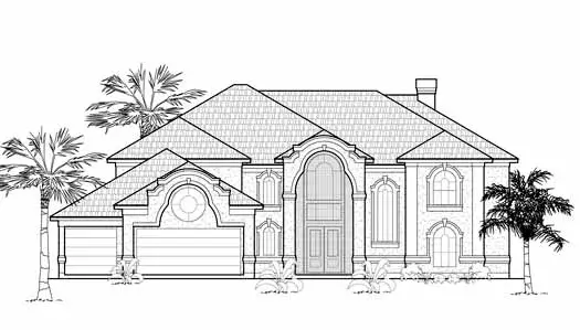 Italian house plans 62-413 - front exterior, 5,004 sq ft, 4 bed, 4 bath house plans | Monster House Plans