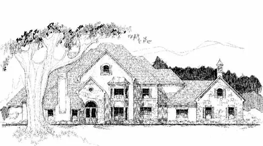 French Country house plans 62-417 - front exterior, 5,053 sq ft, 3 bed, 3 bath house plans | Monster House Plans