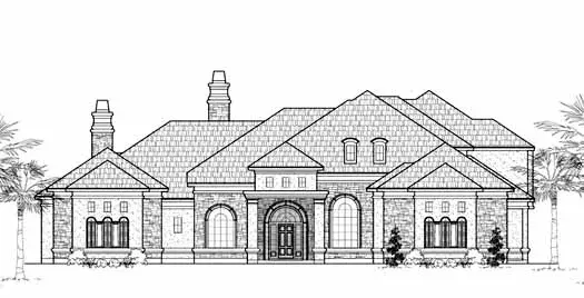 Mediterranean house plans 62-421 - front exterior, 5,088 sq ft, 4 bed, 4 bath house plans | Monster House Plans