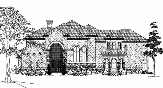 Spanish house plans 62-423 - front exterior, 5,131 sq ft, 5 bed, 3 bath house plans | Monster House Plans