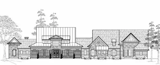Country house plans 62-424 - front exterior, 5,144 sq ft, 4 bed, 4 bath house plans | Monster House Plans