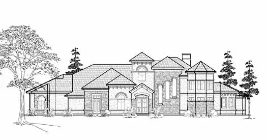Mediterranean house plans 62-427 - front exterior, 5,210 sq ft, 5 bed, 5 bath house plans | Monster House Plans