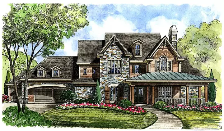 Country house plans 62-429 - front exterior, 5,289 sq ft, 4 bed, 4 bath house plans | Monster House Plans