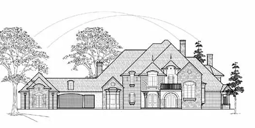 French Country house plans 62-431 - front exterior, 5,303 sq ft, 4 bed, 5 bath house plans | Monster House Plans