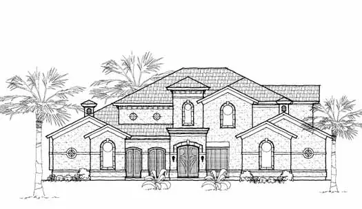 Spanish house plans 62-433 - front exterior, 5,325 sq ft, 5 bed, 4 bath house plans | Monster House Plans