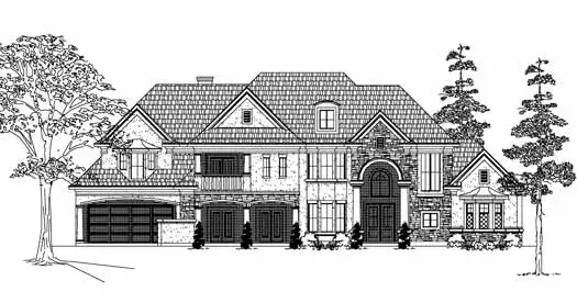 European house plans 62-434 - front exterior, 5,348 sq ft, 5 bed, 5 bath house plans | Monster House Plans