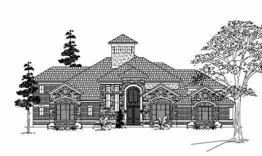 European house plans 62-443 - front exterior, 5,405 sq ft, 3 bed, 4 bath house plans | Monster House Plans