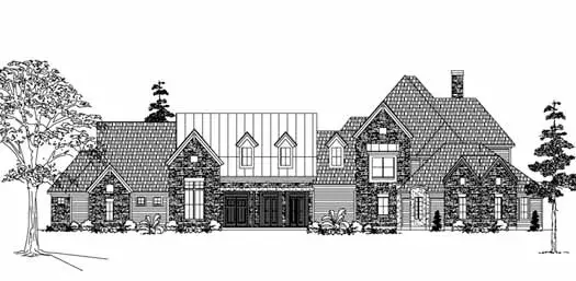 Country house plans 62-445 - front exterior, 5,454 sq ft, 5 bed, 4 bath house plans | Monster House Plans