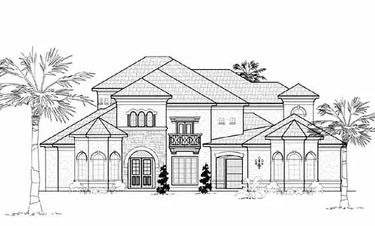Mediterranean house plans 62-446 - front exterior, 5,502 sq ft, 5 bed, 5 bath house plans | Monster House Plans