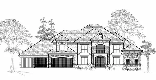 Traditional house plans 62-448 - front exterior, 5,564 sq ft, 4 bed, 4 bath house plans | Monster House Plans
