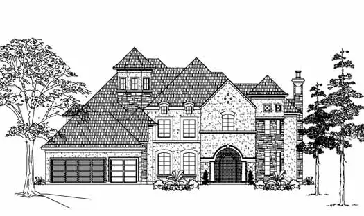 European house plans 62-451 - front exterior, 5,714 sq ft, 4 bed, 4 bath house plans | Monster House Plans