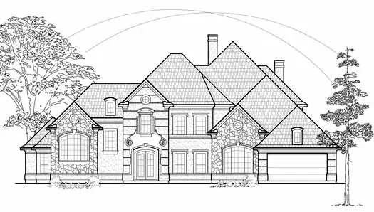 French Country house plans 62-454 - front exterior, 5,836 sq ft, 5 bed, 5 bath house plans | Monster House Plans