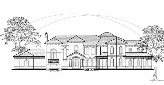 Spanish house plans 62-455 - front exterior, 5,855 sq ft, 4 bed, 4 bath house plans | Monster House Plans