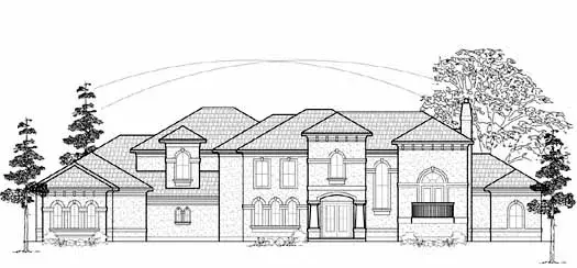 Mediterranean house plans 62-458 - front exterior, 5,924 sq ft, 5 bed, 5 bath house plans | Monster House Plans