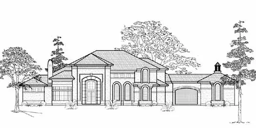European house plans 62-462 - front exterior, 6,099 sq ft, 5 bed, 5 bath house plans | Monster House Plans