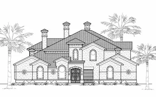Mediterranean house plans 62-463 - front exterior, 6,151 sq ft, 5 bed, 4 bath house plans | Monster House Plans