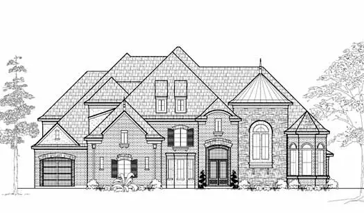 French Country house plans 62-464 - front exterior, 6,209 sq ft, 5 bed, 4 bath house plans | Monster House Plans