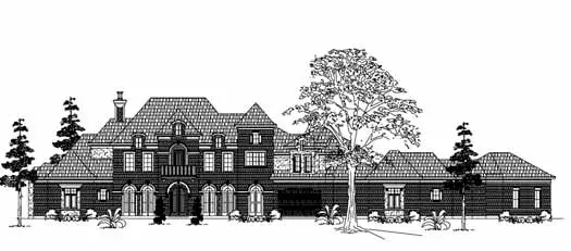 Traditional house plans 62-465 - front exterior, 6,253 sq ft, 5 bed, 5 bath house plans | Monster House Plans