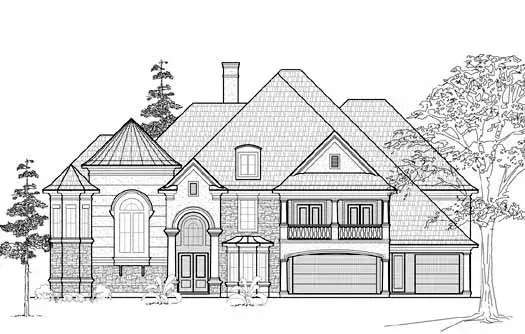 Traditional house plans 62-467 - front exterior, 6,344 sq ft, 6 bed, 5 bath house plans | Monster House Plans
