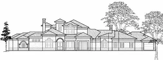 Mediterranean house plans 62-470 - front exterior, 6,457 sq ft, 5 bed, 6 bath house plans | Monster House Plans