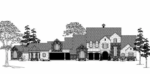 Farmhouse house plans 62-471 - front exterior, 6,543 sq ft, 4 bed, 4 bath house plans | Monster House Plans