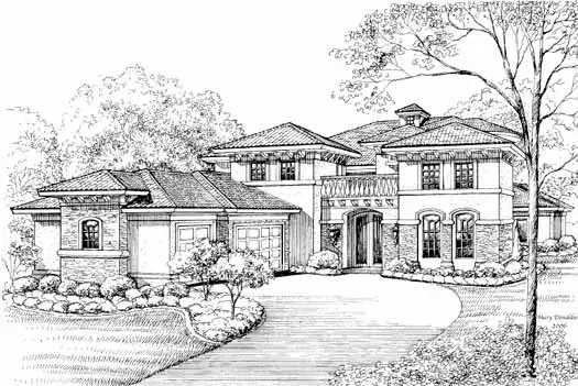 Spanish house plans 62-475 - front exterior, 6,721 sq ft, 5 bed, 6 bath house plans | Monster House Plans