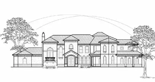 Mediterranean house plans 62-476 - front exterior, 6,792 sq ft, 5 bed, 5 bath house plans | Monster House Plans