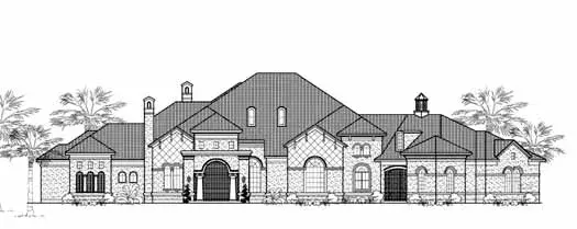Spanish house plans 62-478 - front exterior, 6,804 sq ft, 4 bed, 5 bath house plans | Monster House Plans