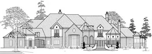 European house plans 62-481 - front exterior, 6,907 sq ft, 4 bed, 5 bath house plans | Monster House Plans