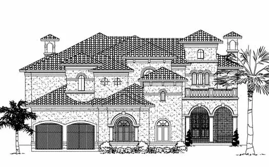 Spanish house plans 62-482 - front exterior, 6,907 sq ft, 4 bed, 4 bath house plans | Monster House Plans