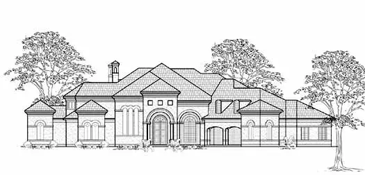 Mediterranean house plans 62-484 - front exterior, 7,071 sq ft, 5 bed, 5 bath house plans | Monster House Plans