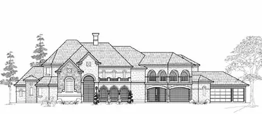 Traditional house plans 62-488 - front exterior, 7,557 sq ft, 4 bed, 5 bath house plans | Monster House Plans