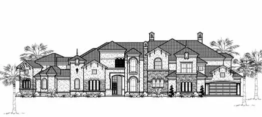 Spanish house plans 62-489 - front exterior, 7,783 sq ft, 5 bed, 6 bath house plans | Monster House Plans