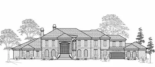 European house plans 62-491 - front exterior, 8,275 sq ft, 5 bed, 5 bath house plans | Monster House Plans