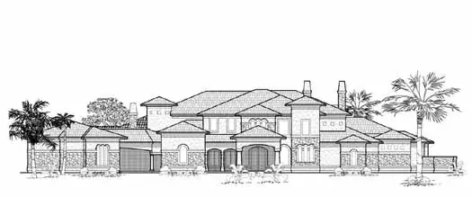 Mediterranean house plans 62-492 - front exterior, 8,542 sq ft, 5 bed, 5 bath house plans | Monster House Plans