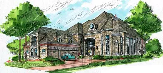 European house plans 63-105 - front exterior, 5,498 sq ft, 3 bed, 4 bath house plans | Monster House Plans
