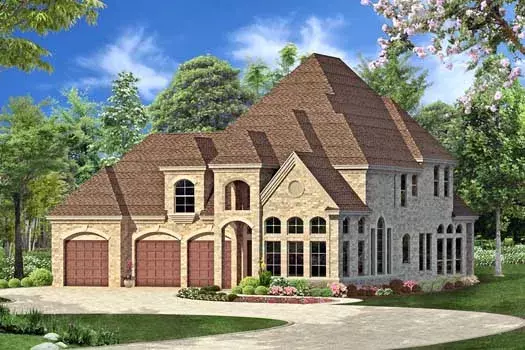 European house plans 63-109 - front exterior, 3,944 sq ft, 3 bed, 3 bath house plans | Monster House Plans