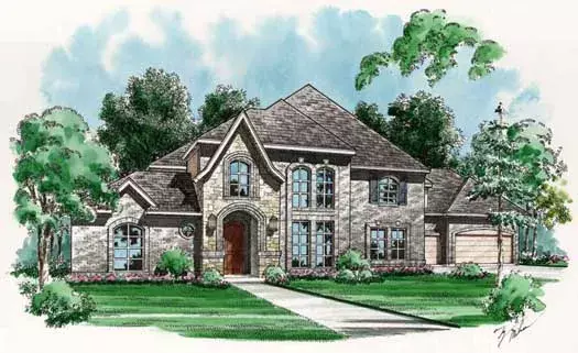European house plans 63-119 - front exterior, 3,746 sq ft, 4 bed, 3 bath house plans | Monster House Plans