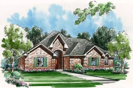 European house plans 63-126 - front exterior, 2,402 sq ft, 3 bed, 3 bath house plans | Monster House Plans