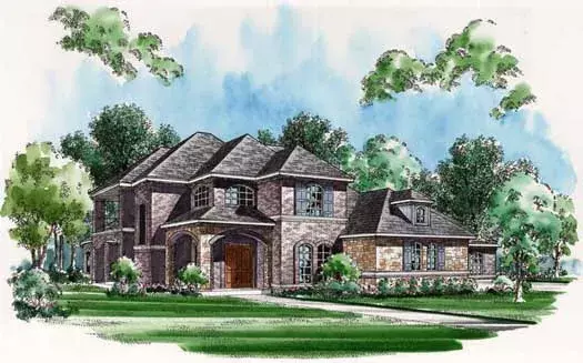 European house plans 63-129 - front exterior, 3,663 sq ft, 3 bed, 3 bath house plans | Monster House Plans