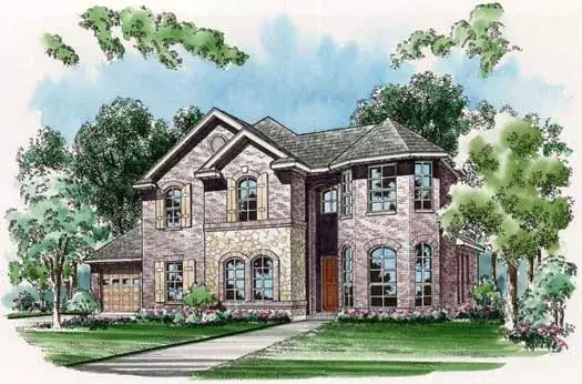 European house plans 63-133 - front exterior, 3,076 sq ft, 4 bed, 3 bath house plans | Monster House Plans