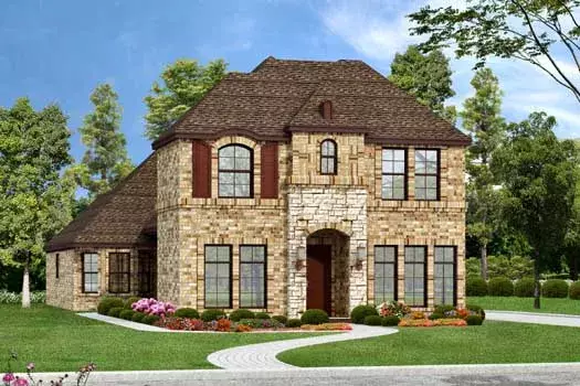 European house plans 63-150 - front exterior, 2,879 sq ft, 3 bed, 3 bath house plans | Monster House Plans