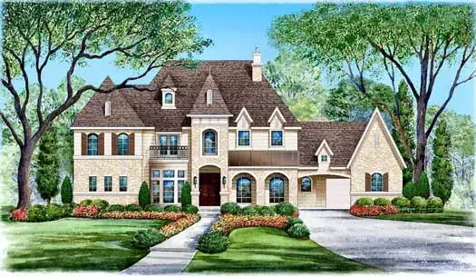 European house plans 63-155 - front exterior, 6,974 sq ft, 6 bed, 6 bath house plans | Monster House Plans