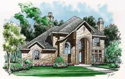 French Country house plans 63-156 - front exterior, 3,839 sq ft, 5 bed, 4 bath house plans | Monster House Plans