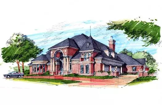 French Country house plans 63-159 - front exterior, 4,850 sq ft, 5 bed, 4 bath house plans | Monster House Plans