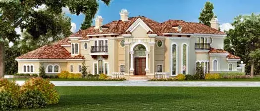 Mediterranean house plans 63-181 - front exterior, 7,199 sq ft, 4 bed, 5 bath house plans | Monster House Plans
