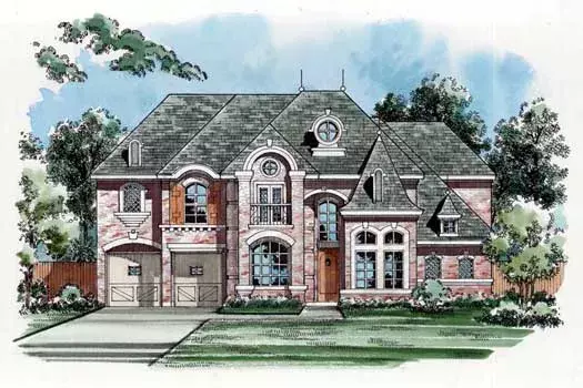 European house plans 63-184 - front exterior, 3,987 sq ft, 3 bed, 3 bath house plans | Monster House Plans