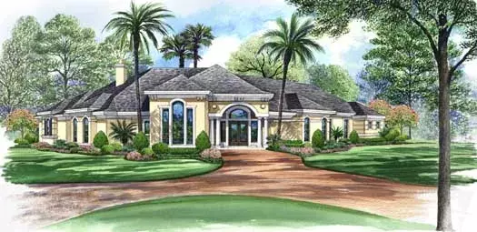 Mediterranean house plans 63-187 - front exterior, 5,108 sq ft, 3 bed, 3 bath house plans | Monster House Plans