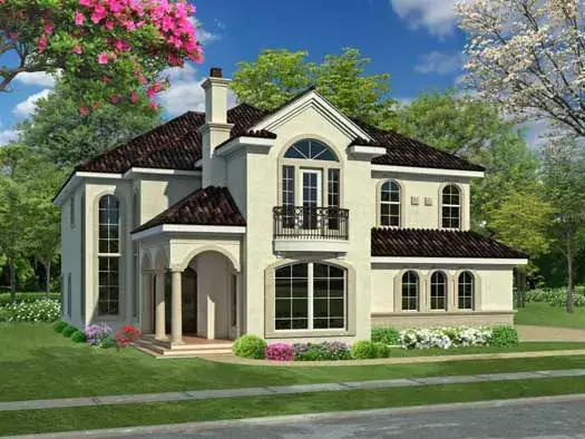 Mediterranean house plans 63-190 - front exterior, 4,285 sq ft, 3 bed, 4 bath house plans | Monster House Plans